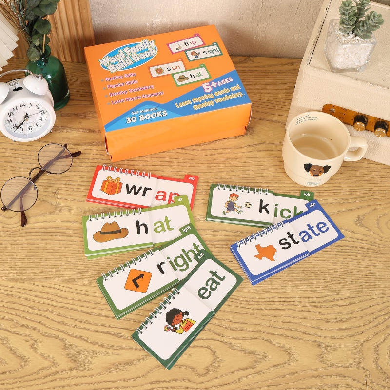 30 Read Rhyme Flip Books ABC Vocabulary Book Word Cards Develop Spelling Skill Children School Supplier Coated Paper Model