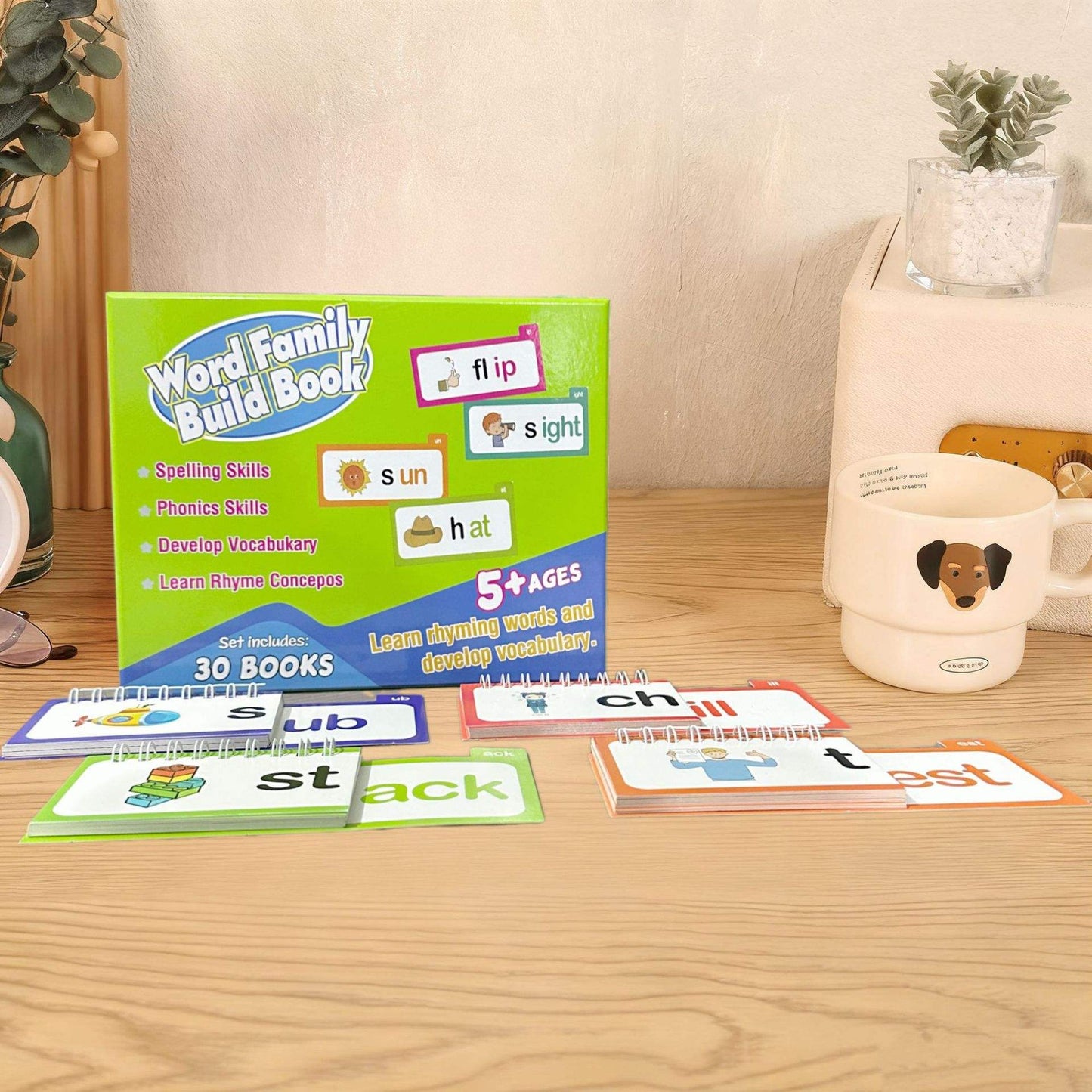 30 Read Rhyme Flip Books ABC Vocabulary Book Word Cards Develop Spelling Skill Children School Supplier Coated Paper Model